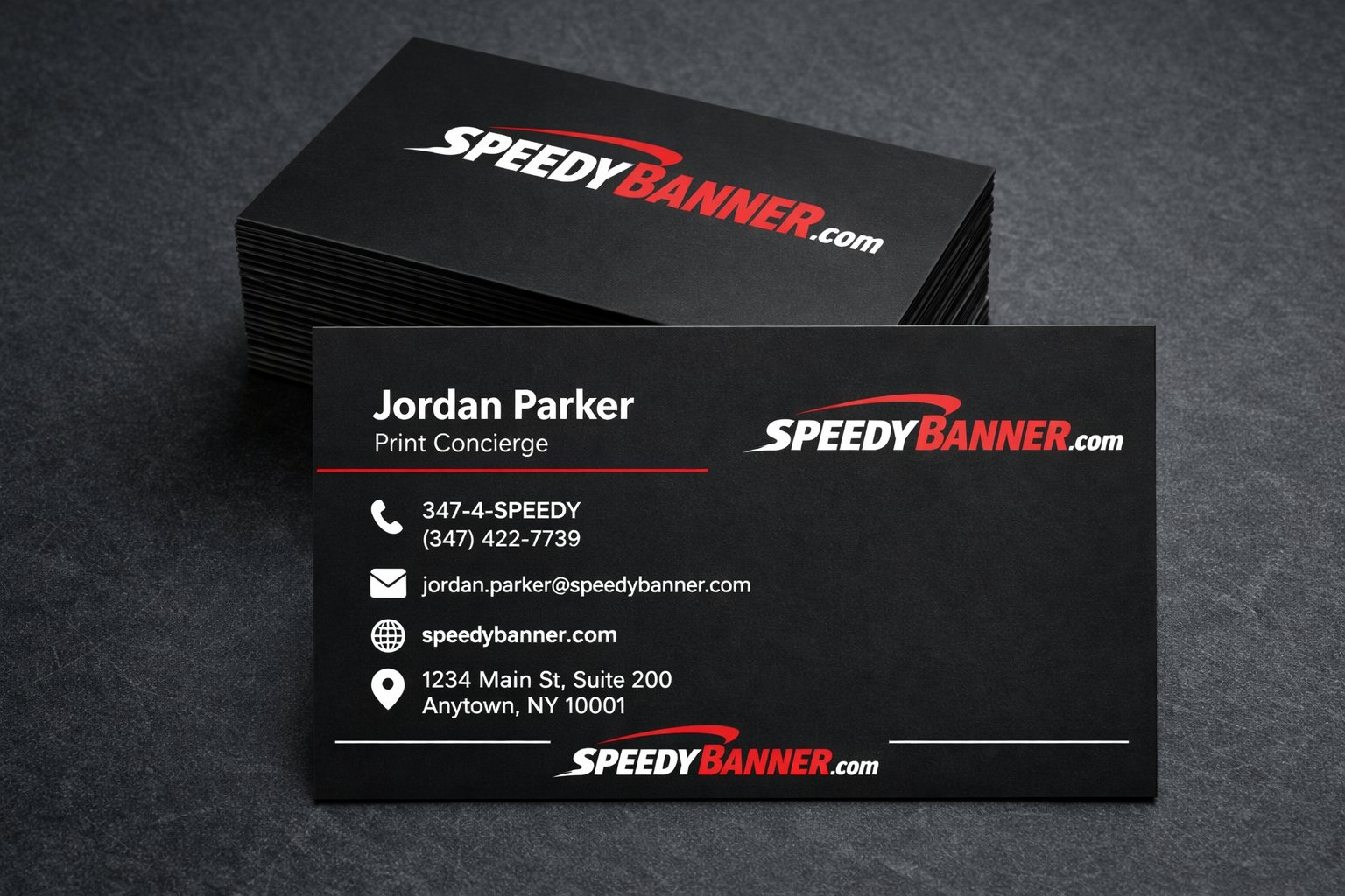 Rush Order Banners Business Card Dark