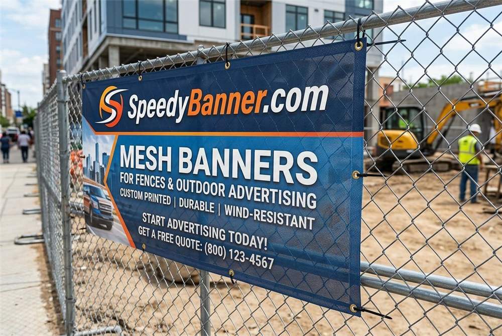 Mesh Banner on Construction Fence